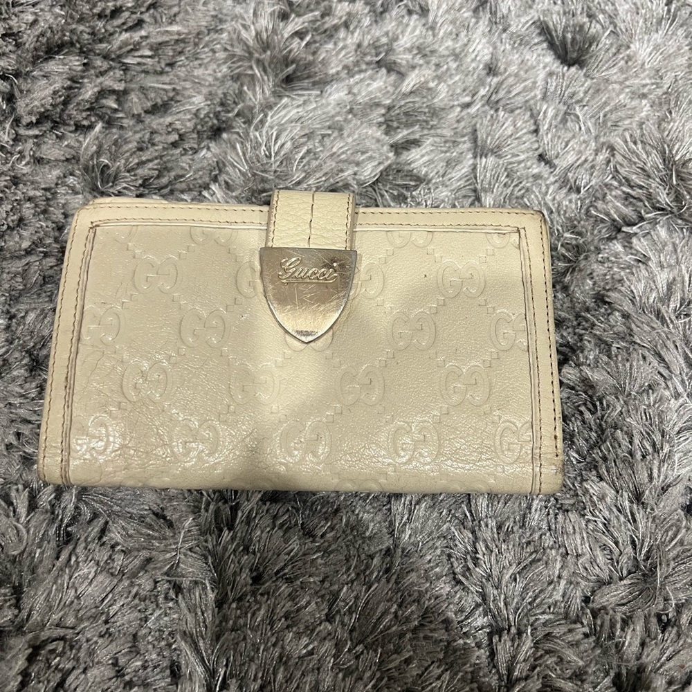 GUCCI GG Guccissima Leather Heart Double Snap Long Wallet